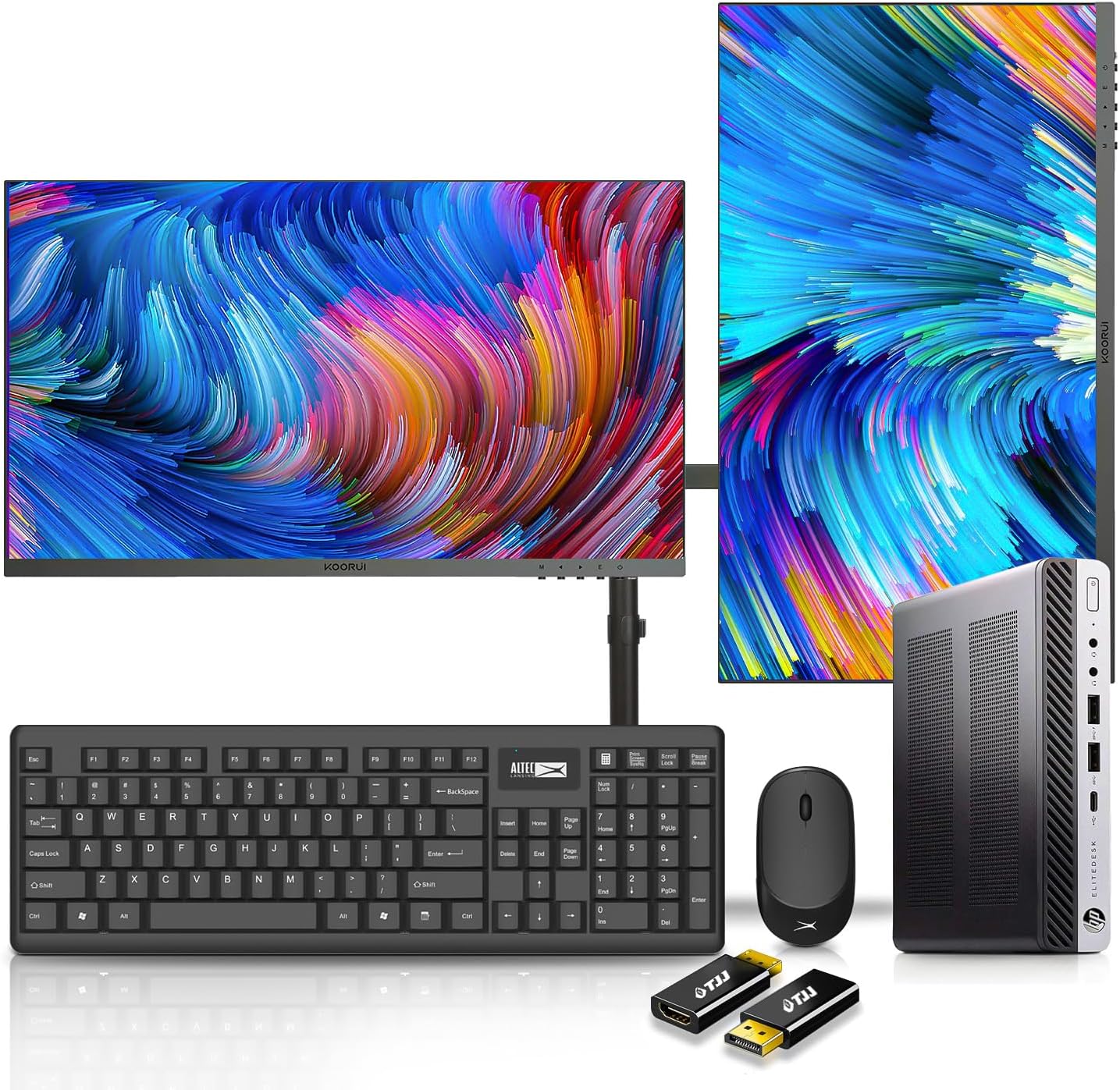 HP EliteDesk 800 G4 DM Dual 22 inch Computer Monitors and Mount Bundle, Intel i5-8500,16GB Ram 512GB NVMe SSD,WiFi,Windows 11 (Renewed)
