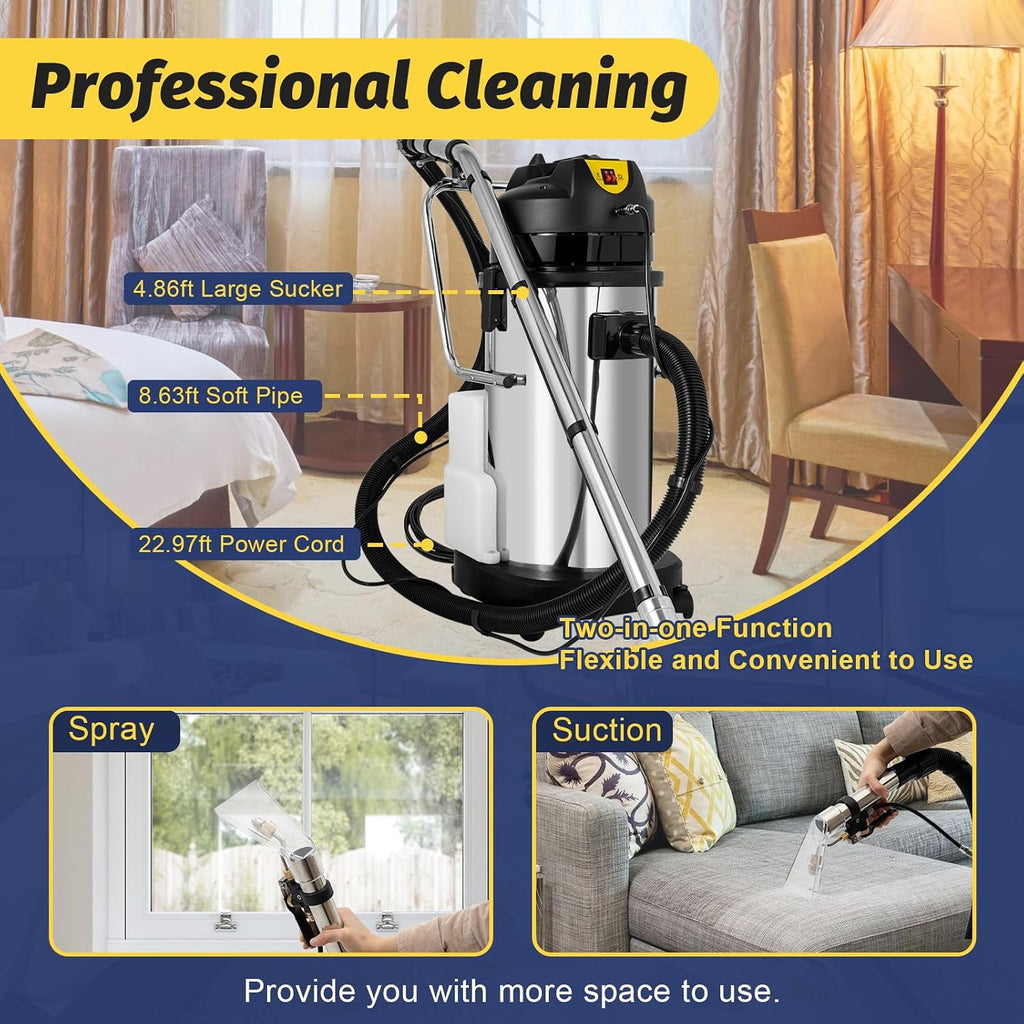 LYNICESHOP Carpet Cleaning Machine, Portable Carpet & Upholstery Spot Cleaner 3in1 Pro Vacuum Cleaner Extractor for Carpet and Upholstery (40L)