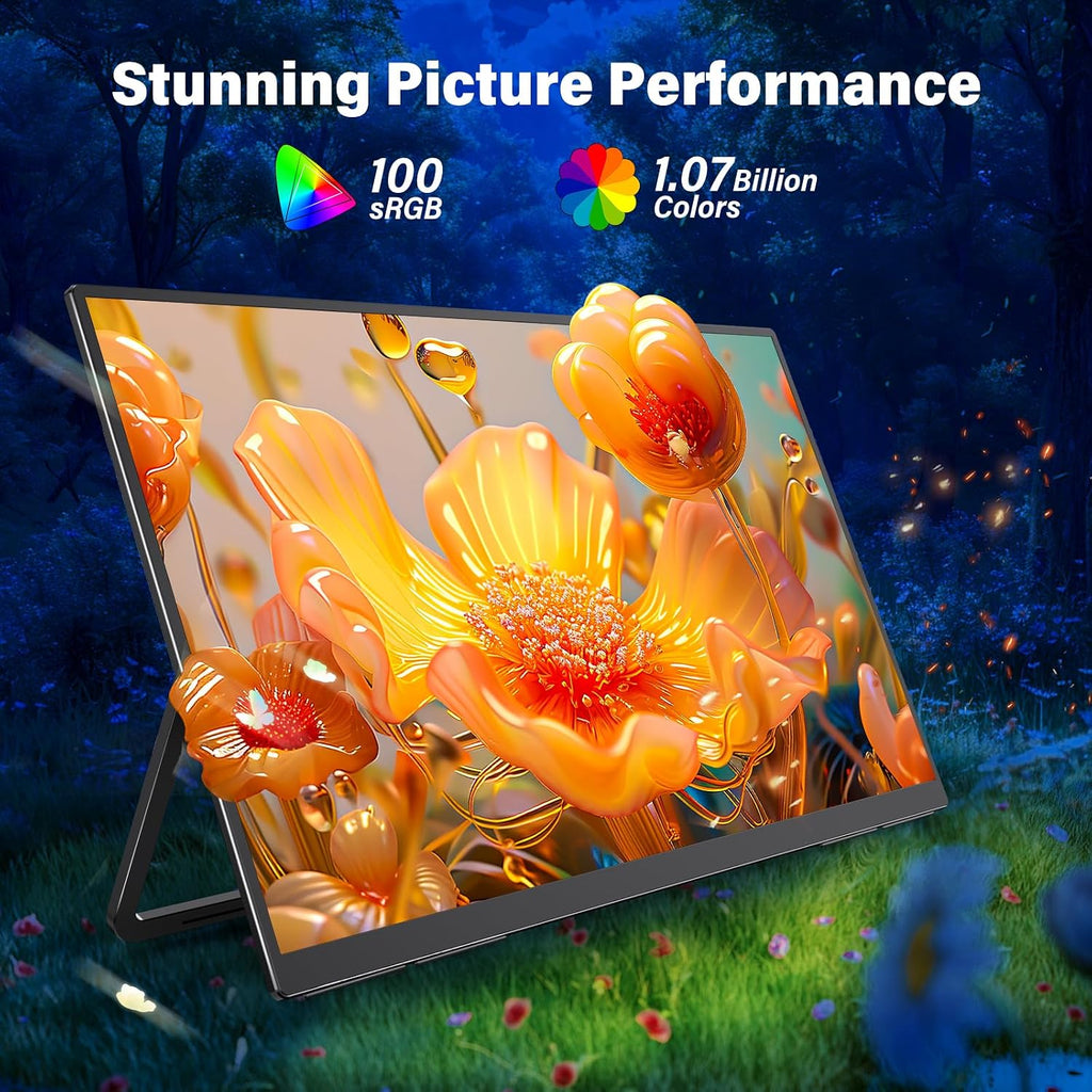 2K 180Hz Portable Gaming Monitor, 23.8' 2560x1440 QHD Fast IPS ∆E<2 100% sRGB Portable Monitor w/180° Adjustable Stand Type-C HDMI Eye Care External Second Screen for Laptop Phone PS4 PS5 Switch Xbox