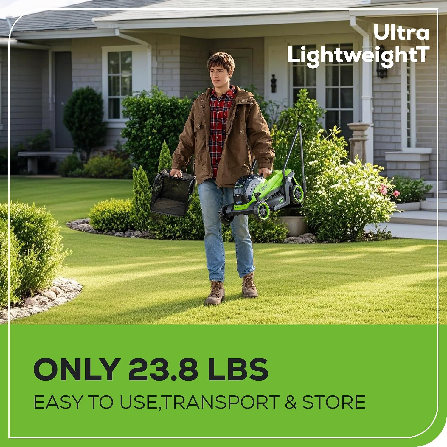 Greenworks 24V 13' Brushless (Push) Cordless Lawn Mower, 4.0Ah Battery and Charger