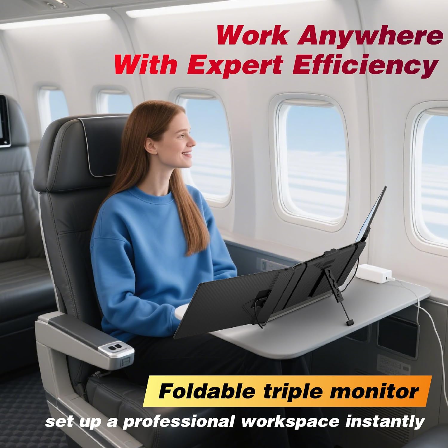 Laptop Screen Extender Triple Monitor, 14.2' Portable Multi Monitor FHD 1080P IPS Ultra-Thin, HDMI/USB-A/Type-C & Plug & Play, Fits 13-17' Laptops, Compatible with Windows/macOS/Android/Switch