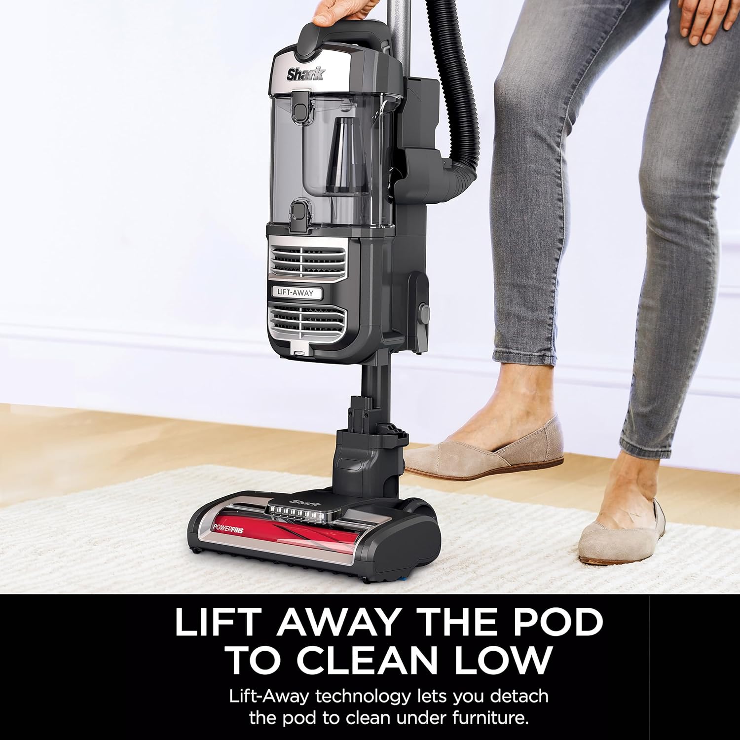 SHARK UV730 Navigator Lift-Away Upright Vacuum, PowerFins HairPro Self-Cleaning Brushroll, HEPA Filter with Anti-Allergen Technology, LED Headlights, Swivel Steering, Gray