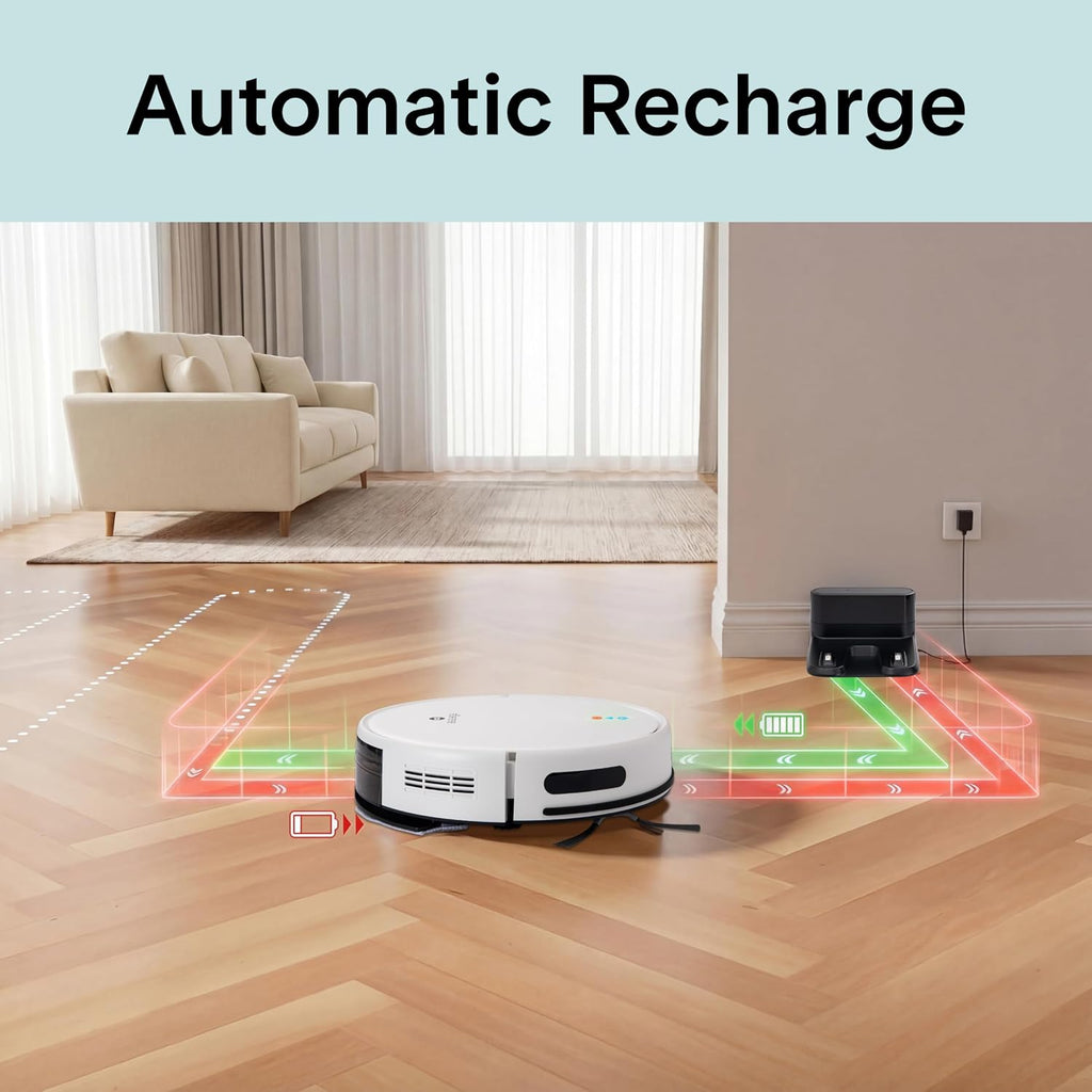 SereneLife Automatic Robot Vacuum Cleaner and Mop Combo, Pro Edition with Upgraded Battery, Extreme Suction, Internal Water Tank - Smart App Control, Ideal for Pet Hair, Carpet and Hard Floors, White