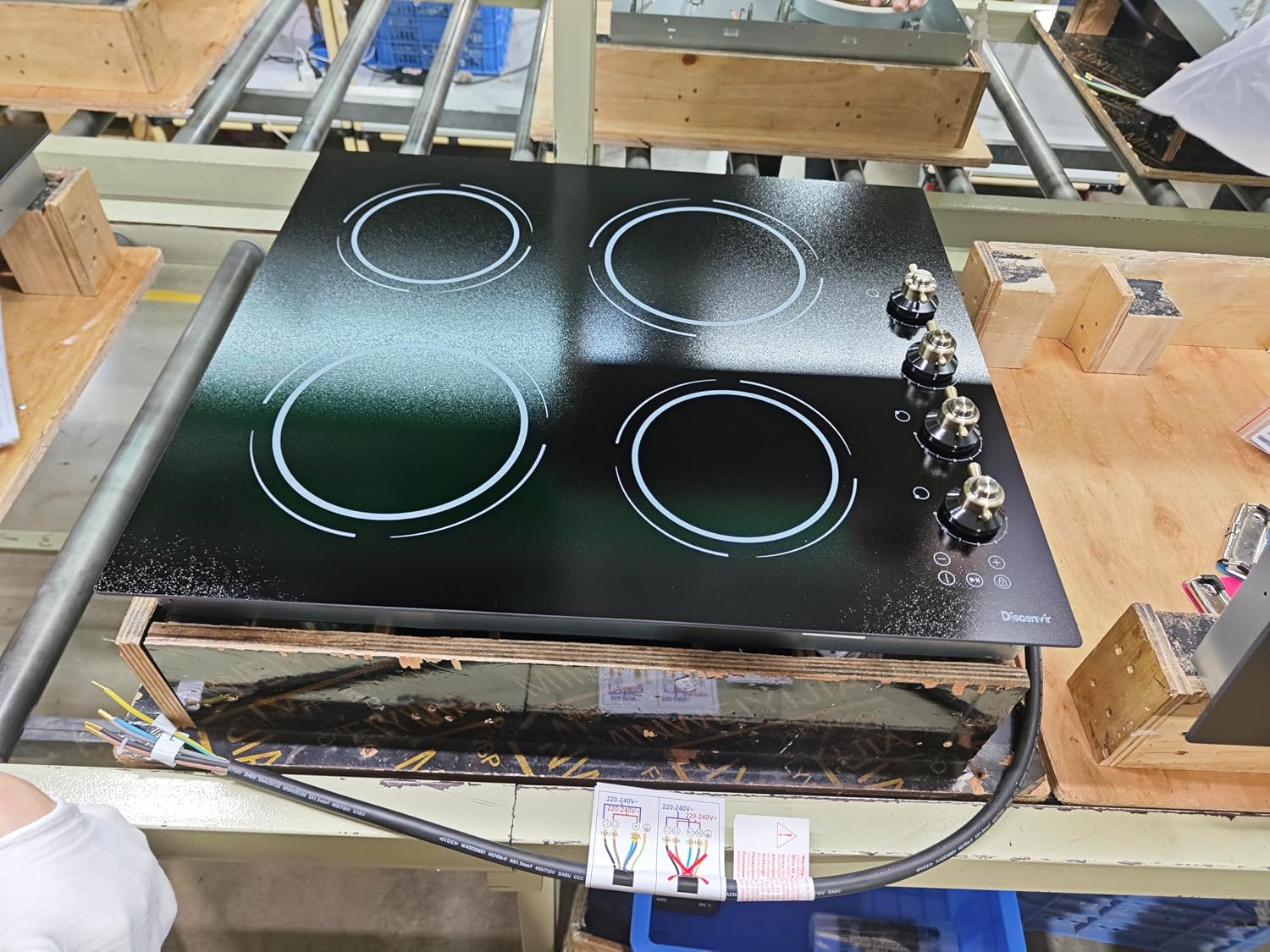 24 Inch Electric Cooktop - 4 Burner Drop-in(22.05'x19.3') Ceramic Stove Top 6000W, 220V Electric Stove, 9 Power Level, Pause, Safety Lock, Touch & Knob Control, 240V Hard Wired (No Plug)