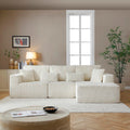 Modular Sectional Sofa Couches, 109' L-Shaped Cloud Boneless Couch with Right Chaise Lounge & Deep Seat for Living Room | No Assembly Required | Corduroy Fabric, White