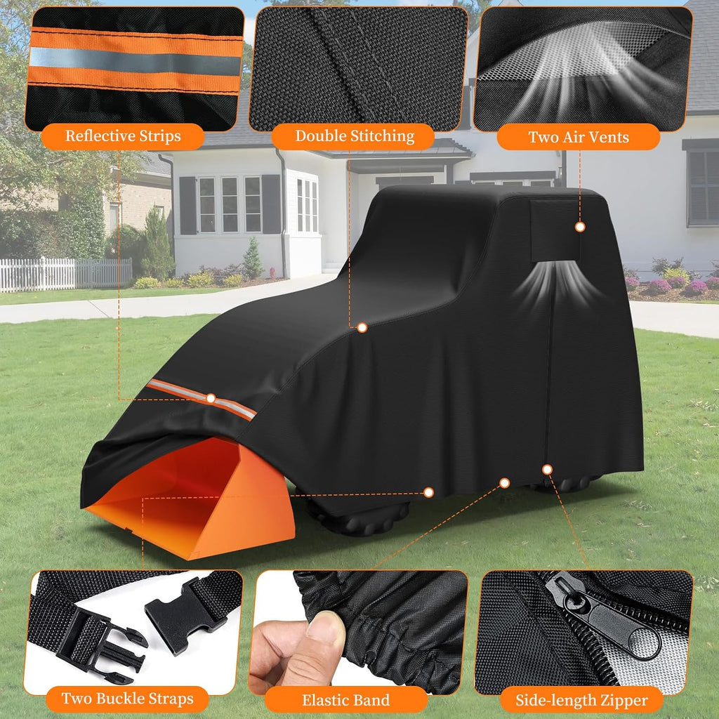 STARTWO Full Tractor Cover Waterproof Heavy Duty, Universal Fits Most Compact Utility Tractors with Cabin, UV Protection, Dustproof, with Air Vents & Reflective Strips,150 L x 75 W x 110 H in
