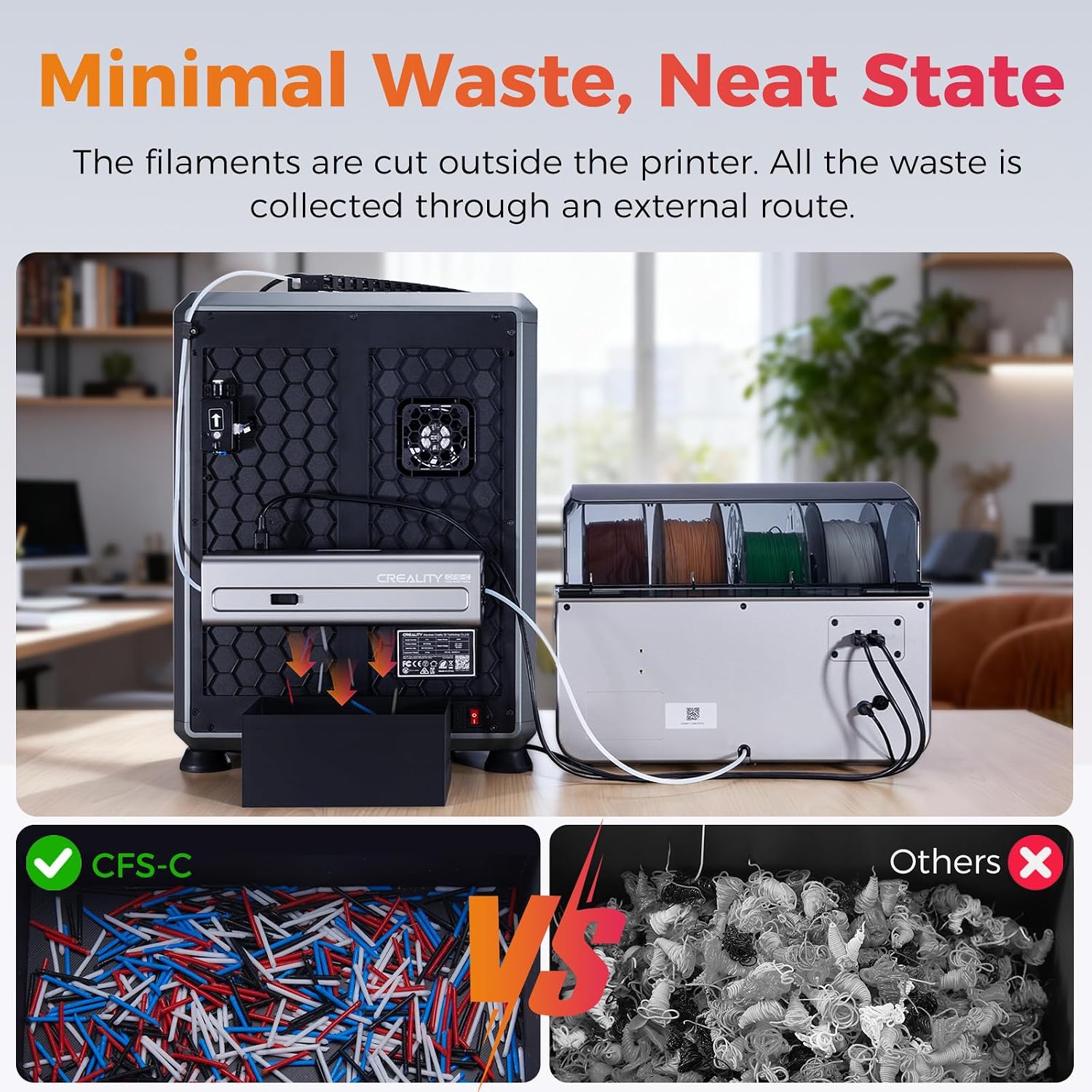 Official Creality CFS-C, Multicolor Printing Upgraded Filament System Easy Installation External Cutter and Buffer One-Stop Retrofit for K1 SE, K1, K1C, K1 Max 3D Printers