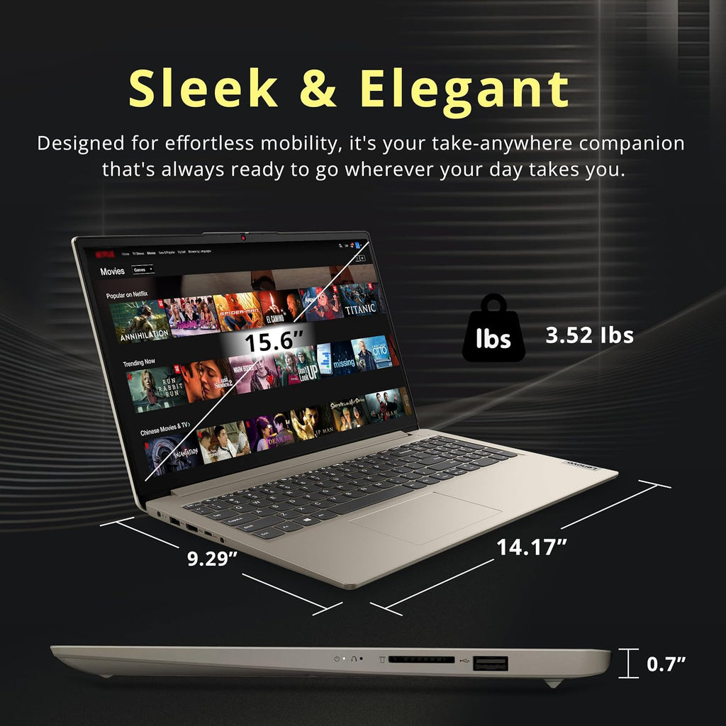 Lenovo IdeaPad 1 15.6' HD Business Laptop, Intel Celeron N4500, 4GB RAM, 128GB eMMC, Intel UHD Graphics, Number Pad, 1 Year Office 365, Wi-Fi 6, Win 11, Sand, 1TB Docking Station Set