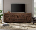 WAMPAT Modern Farmhouse TV Stand for TVs up to 100',3 in 1 Wood Entertainment Center,32' H Tall TV Console Cabinet with Barn Door for Living Room,Bedroom,Rustic Brown