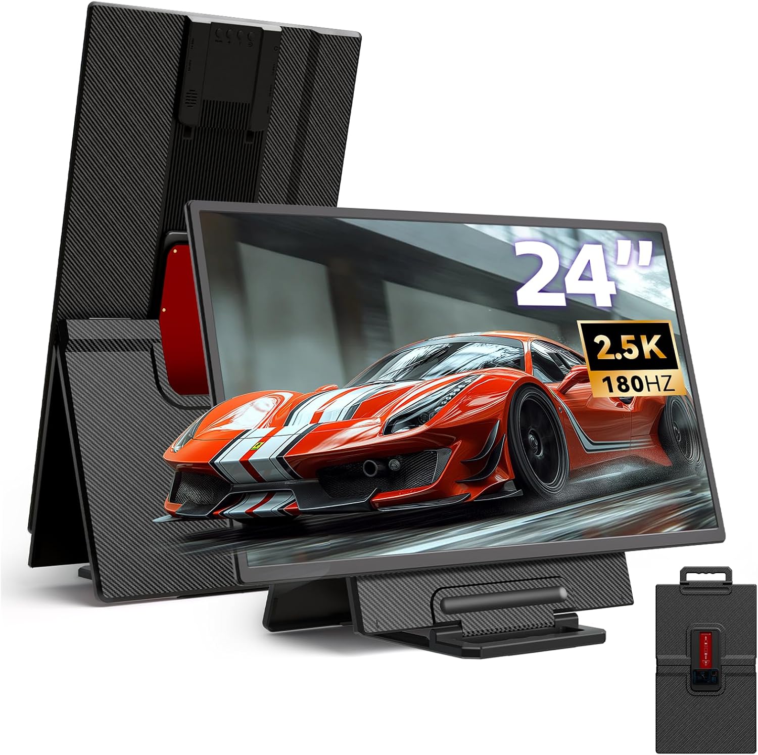 24' 180Hz Gaming Monitor, 2.5K 2560x1440 QHD Fast IPS 112.5% sRGB Large Portable Monitor, Height & Rotation Adjustable Stand Type-C HDMI Eye Care External Screen for Laptop Phone PS4&5 Switch Xbox