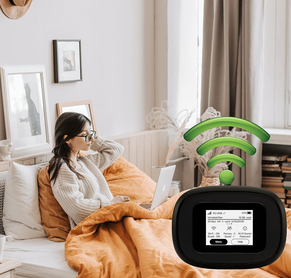 4G/5G Mobile Portable WiFi | Verizon Wireless Jetpack Inseego MiFi M1000 | Mobile Hotspot for Travel | RJ45 Ethernet Port | Speed Up to 2,4 Gbps | Use 8 hrs | EVDO-LINK Bundle - Verizon Sim Card