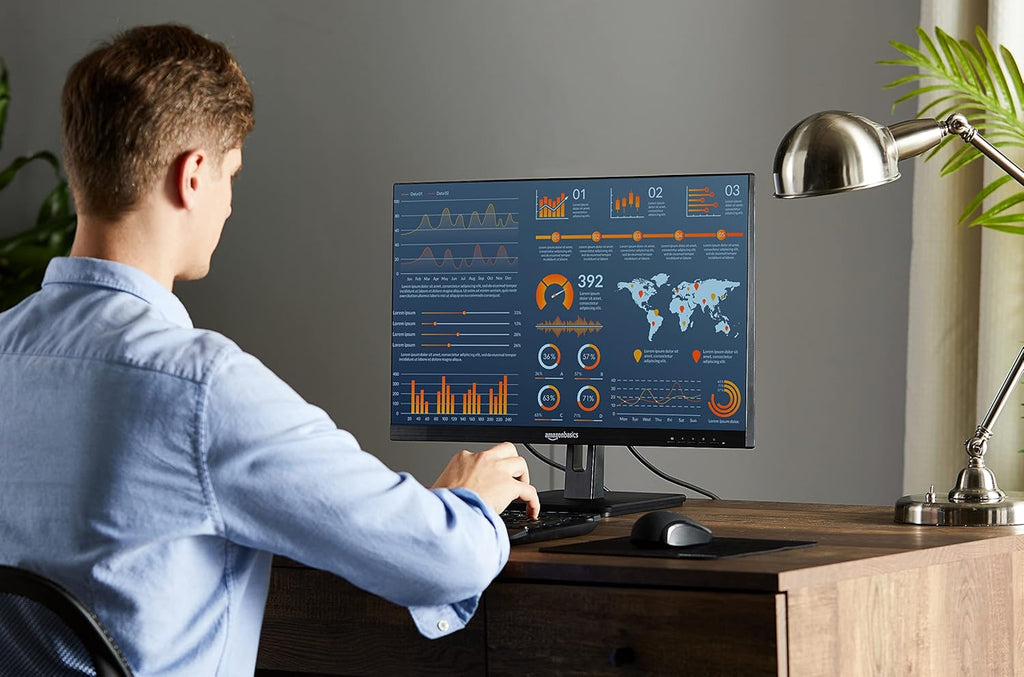Amazon Basics 24-inch Full HD IPS Monitor, 75 Hz, 1080P, HDMI, Display Port and VGA Input, Adjustable Stand, VESA Compatible, Built-in Speakers for Office and Home, Black