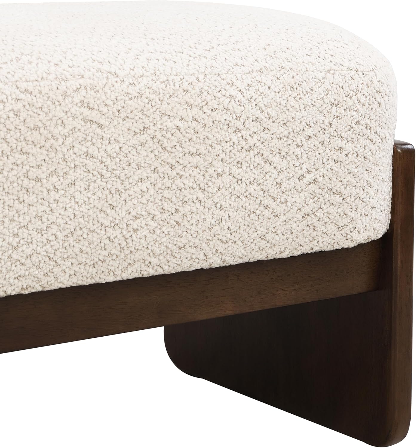 Christopher Knight Home Arden Minimalist Style Rectangular Loop Yarn Fabric Ottoman Bench, Rubberwood Frame, Entryway Bench, Living Room Sofa Extra Seat, End of Bed Footstool, Beige+Brown