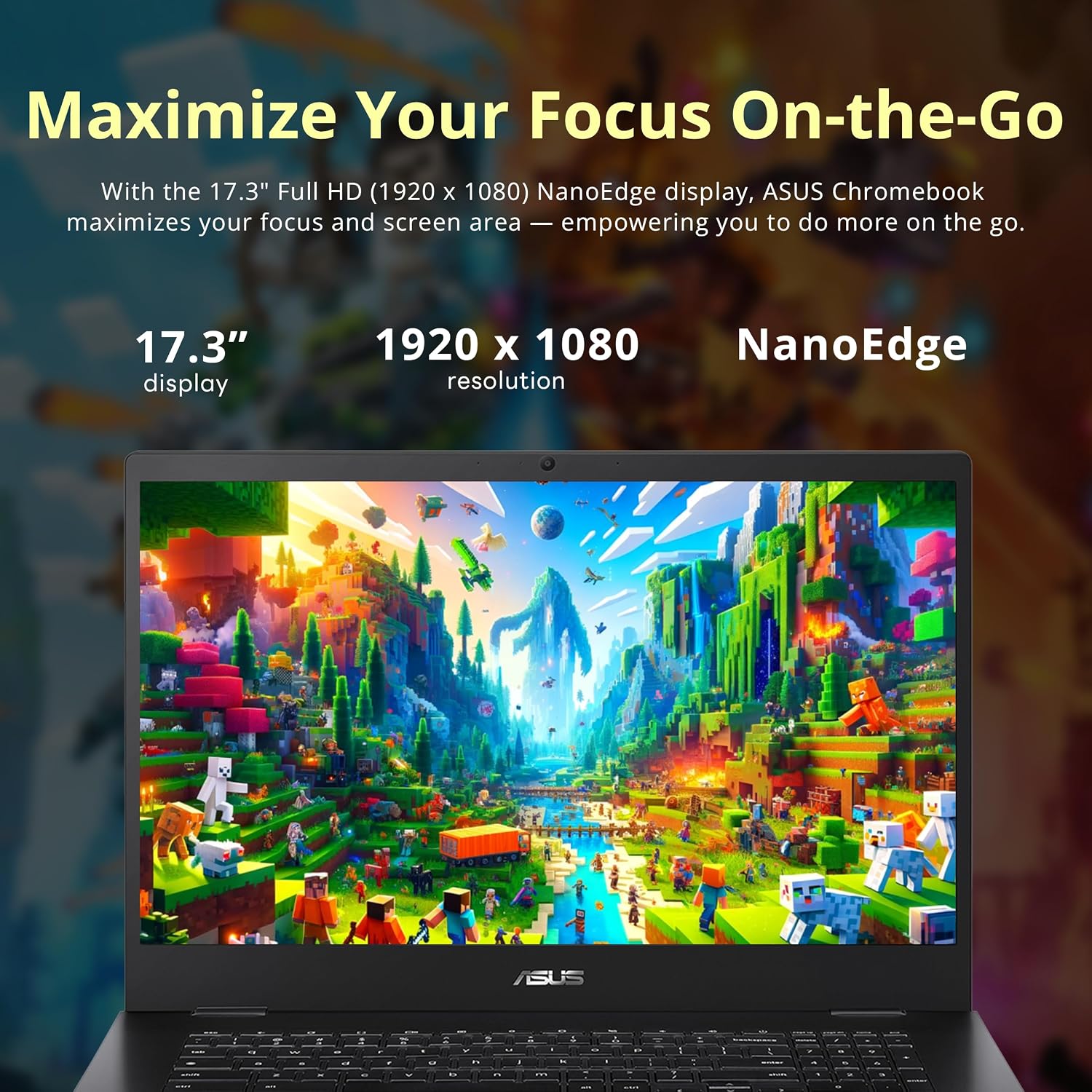 ASUS Chromebook CX1700 17.3' FHD Laptop, Intel Celeron N4500 Processor, 4GB RAM, 128GB eMMC Flash Memory, Intel UHD Graphics, 720P Webcam, Wi-Fi 6, Bluetooth, Chrome OS, Gray (Renewed)