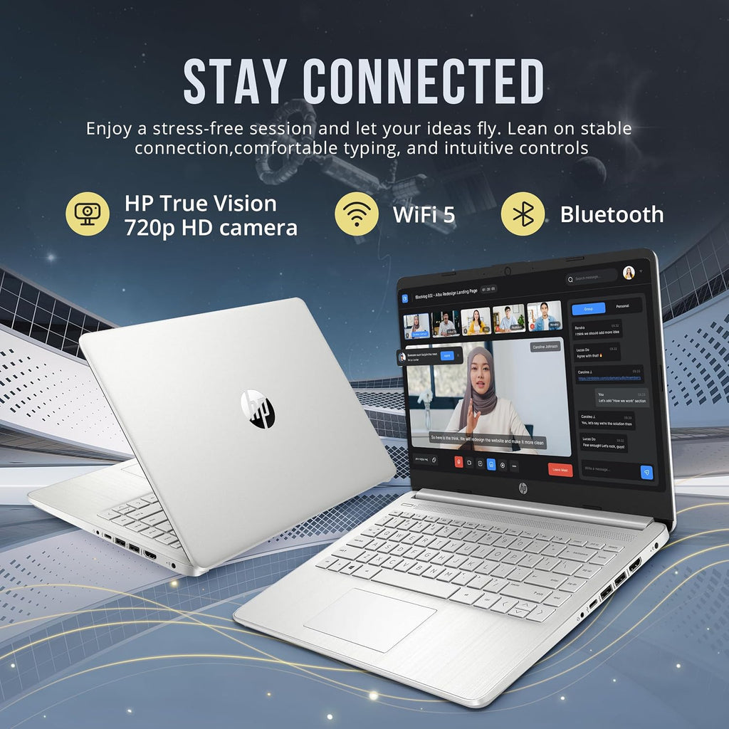 HP Stream 14' HD BrightView Laptop, Intel Celeron N4120, 16GB RAM, 416GB Storage (128GB eMMC + 288GB Docking Station Set), Intel UHD Graphics, 720p Camera, Wi-Fi, 1 Year Office 365, Win 11 S, Silver