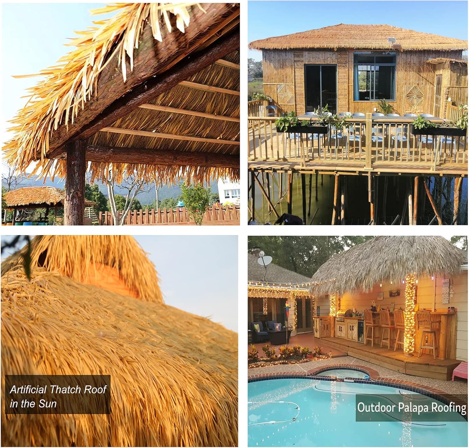19.6″x32.8′ Mexican Palm Thatch Runner Roll Simulation Thatch Tile Plastic PE Roof Fake Straw Fireproof for Tiki Bar Garden Wooden House Pavilion Roof Decoration(Size:10m/32.8ft,Color:Straw Yellow)