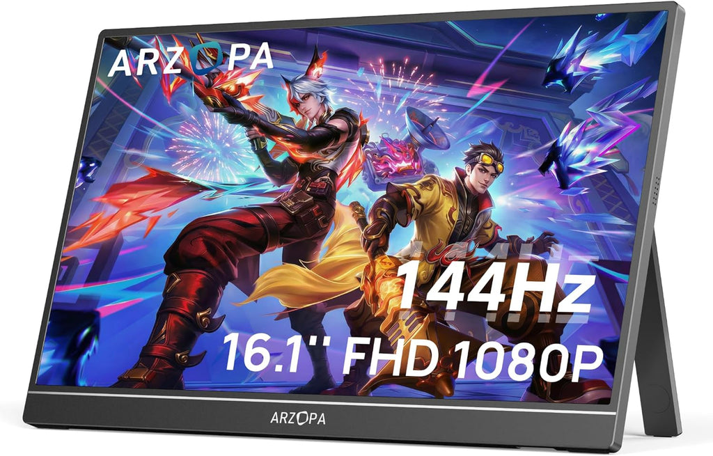 ARZOPA 16.1'' 144Hz Portable Gaming Monitor, 106% sRGB 1080P FHD Kickstand Portable Monitor with HDR, Ultra Slim, Eye Care, External Second Screen for Laptop, PC, PS5, Mac, Xbox-Z1FC