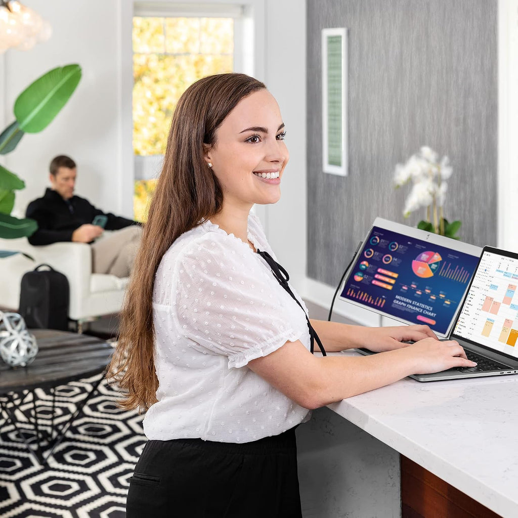 SideTrak Swivel 14' Portable Monitor for Laptop, Screen Extender with Patented Swivel Hinge, Attachable Travel Monitor, Dual Screen FHD Display, USB-C® & HDMI, (Dark Gray)