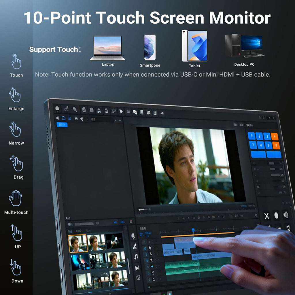 MINIX SF10T Portable Monitor 10.5 inch Touchscreen Laptop Monitor IPS 178° Wide-Viewing/Built-in Dual Speakers Low Blue-Light/HDR Eye Care External Screen w/Smart Cover for Mac PC Xbox PS4/5 Switch