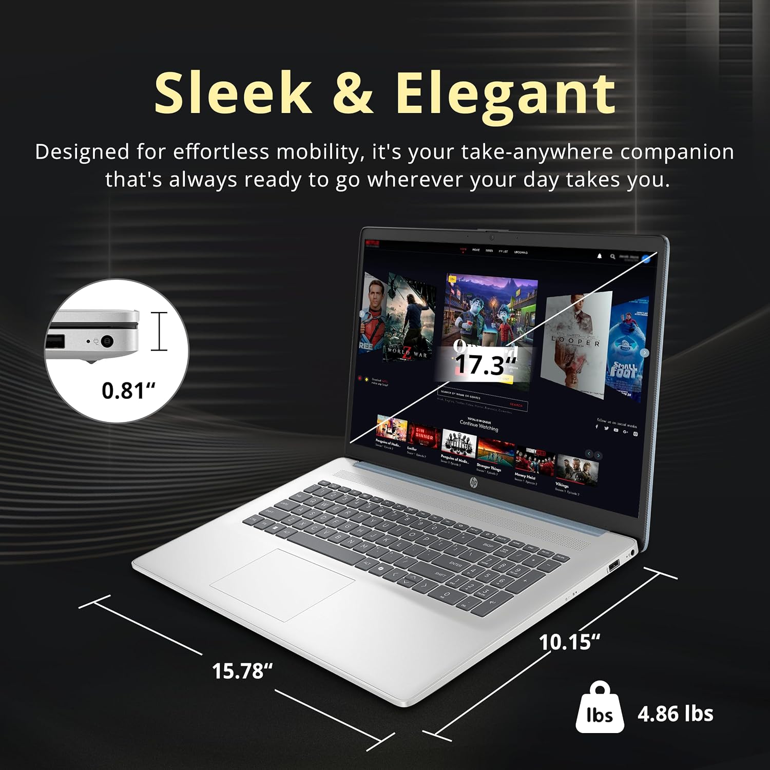 HP 17.3' HD+ Touchscreen Laptop, Intel Ultra 7 255U, 16GB RAM, 2TB Storage (1TB SSD+1TB Docking Station Set), ‎Intel Graphics, Numeric Keypad, 720p HD Camera, Copilot, Wi-Fi 6, Win 11 Home, Blue
