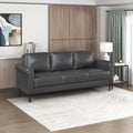 Lexicon 79' W Sofa Couch, Faux Leather Upholstered 3-Seater with Rolled Arms & Wood-Look Feet, Pocket Coil Support, Traditional Living Room, Office or Waiting Room Seating - Dark Gray