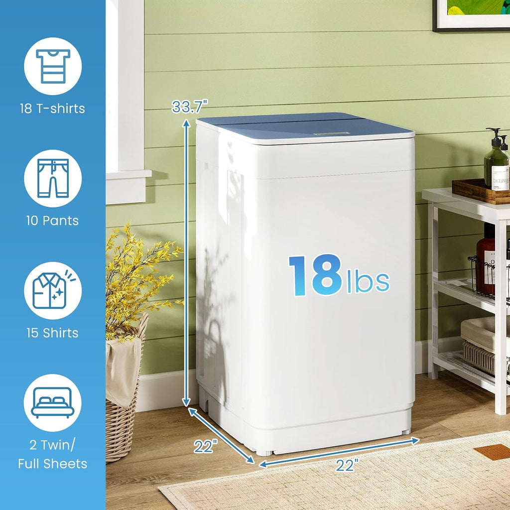 Auertech Portable Washing Machine, 2.0 cu.ft Capacity Fully Automatic Washer with Drain Pump, 7 Programs, 4 Water Levels, Portable Washer Dryer Combo for Apartment, RV, Dorm
