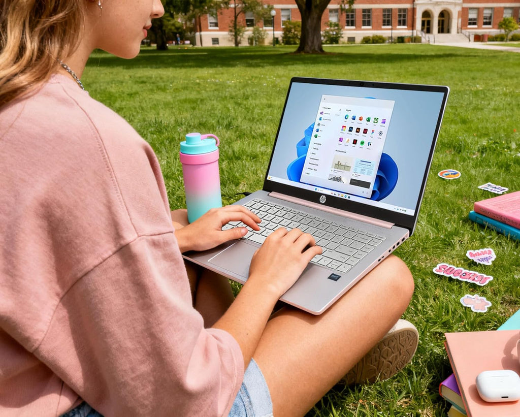 HP Essential Laptop with Office 365 - Copilot AI - Intel Core | Thin & Portable, Anti-Glare Display, 1TB OneDrive + 64GB SSD, Win11, 12hrs Battery, Fast, Smart, Home & Student Friendly
