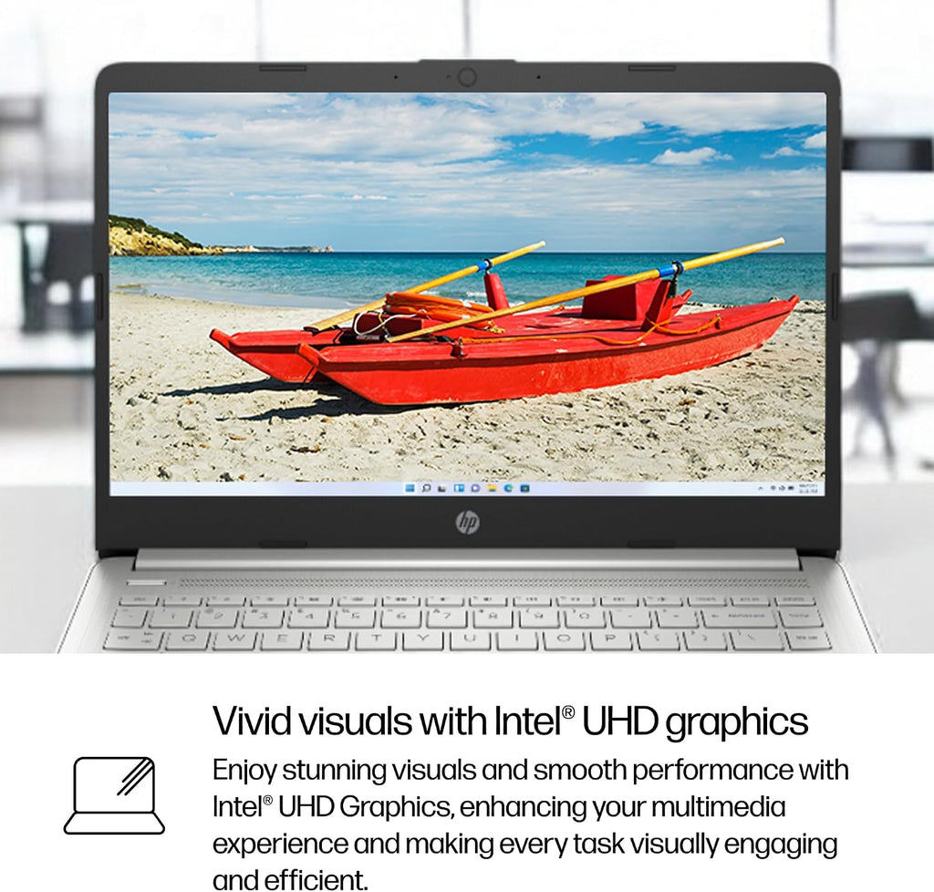 HP 14 inch Laptop, HD Display, Intel Core i3-1215U, 8 GB RAM, 256 GB SSD, Intel UHD Graphics, Windows 11 Home in S Mode, Natural Silver, 14-dq5009nr