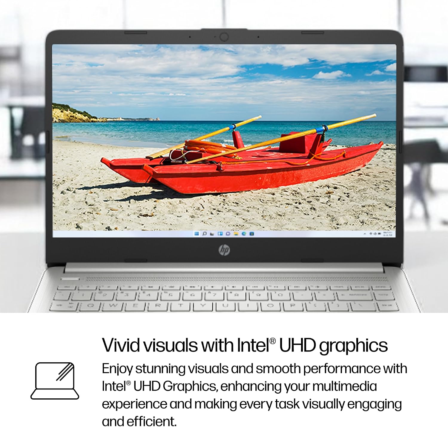 HP 14 inch Laptop, HD Display, Intel Core i3-1215U, 8 GB RAM, 256 GB SSD, Intel UHD Graphics, Windows 11 Home in S Mode, Natural Silver, 14-dq5009nr