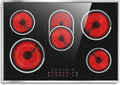 30 Inch Electric Cooktop, 5 Burner Electric Stove Top Touch Control, 8400W Built-in Ceramic Stovetop Burner 30' with Expandable Zone, Child Lock, Timer, Overheat Alert, 220-240v Hardwired