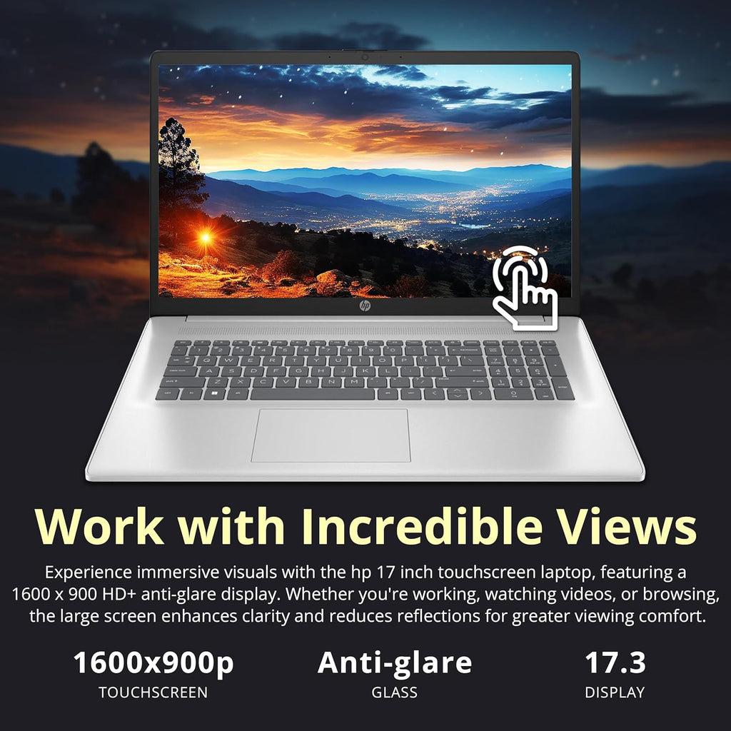 HP 17.3' HD+ Touchscreen Laptop, AMD Ryzen 5 7430U, 16GB RAM, 1.16TB Storage (1TB SSD+160GB Docking Station Set), AMD Radeon Graphics, Numeric Keypad, Wi-Fi 6, HD Webcam, Windows 11 Home, Silver