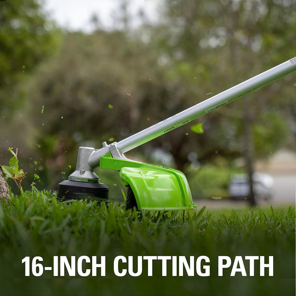Greenworks 48V (24V x 2) 16' Brushless (Attachment Capable) Cordless String Trimmer, (2) 4.0Ah Batteries and Dual Port Rapid Charger Included