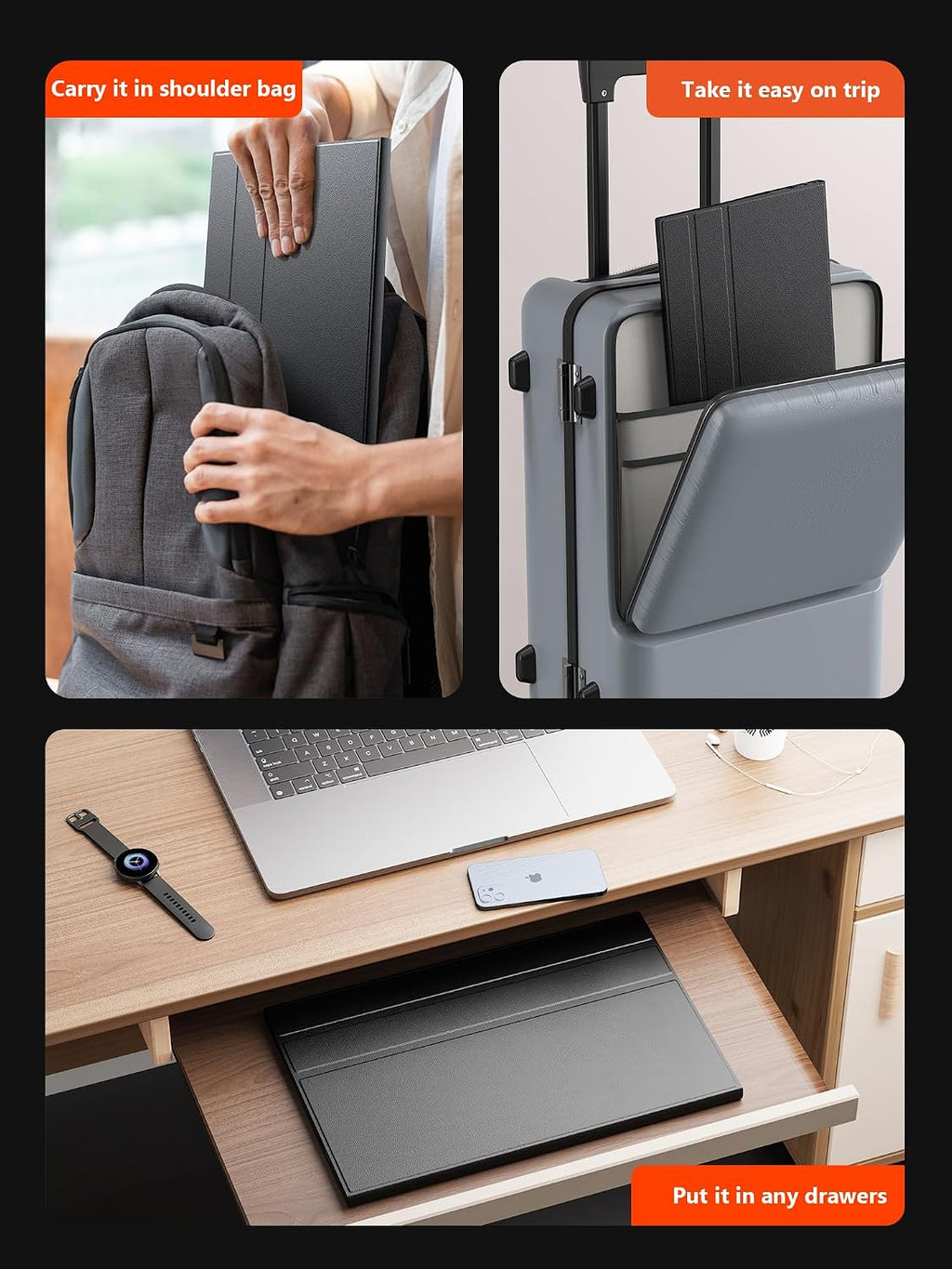 4K Portable Monitor, 13.3' UHD IPS Portable Laptop Screen, Second Screen Dual USB C HDMI Computer Gaming Display with Speakers, Travel Monitor for PC Phone PS4/5 Xbox Switch