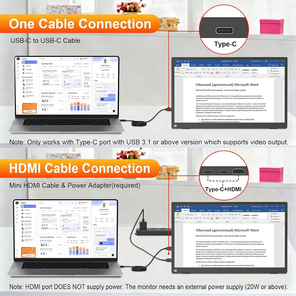 2.5K 100Hz Portable Monitor Touchscreen, 15.6'' QHD 2880x1620 300 Nits 100% sRGB IPS Gaming Monitor w/VESA HDR FreeSync Eye Care USB-C HDMI External Second Screen for Laptop PC Phone Switch PS3/4/5
