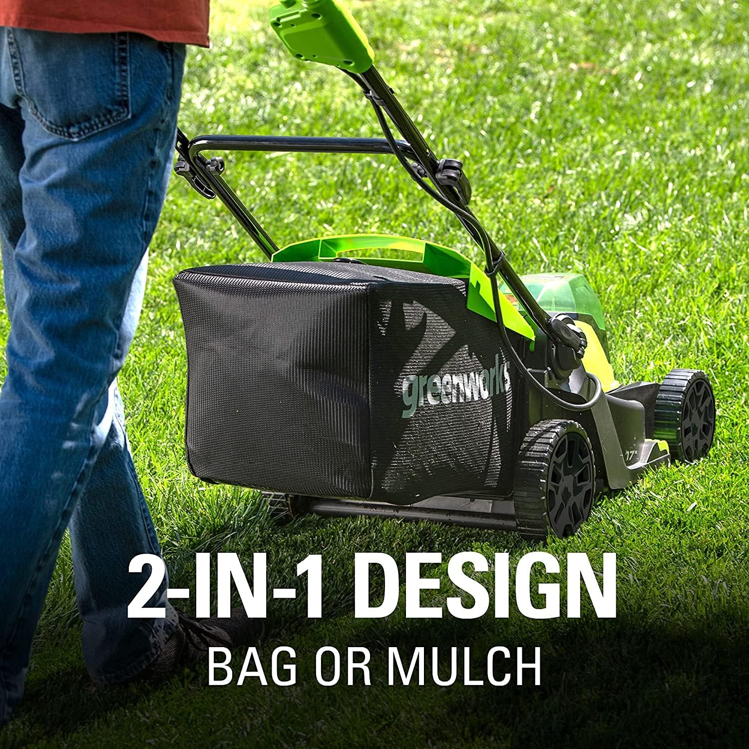 Greenworks 48V (2 x 24V) 17' Brushless Cordless Lawn Mower + 24V Drill / Driver, (2) 4.0Ah USB Batteries (USB Hub) and Dual Port Rapid Charger Included