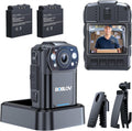 BOBLOV KJ26 2K Body Camera with Dual 2000mAh Batteries & Charging Base, 8H Continuous Recording, Night Vision, and 360° Rotatable Clips for Law Enforcement, Security & Outdoor Use (256GB)