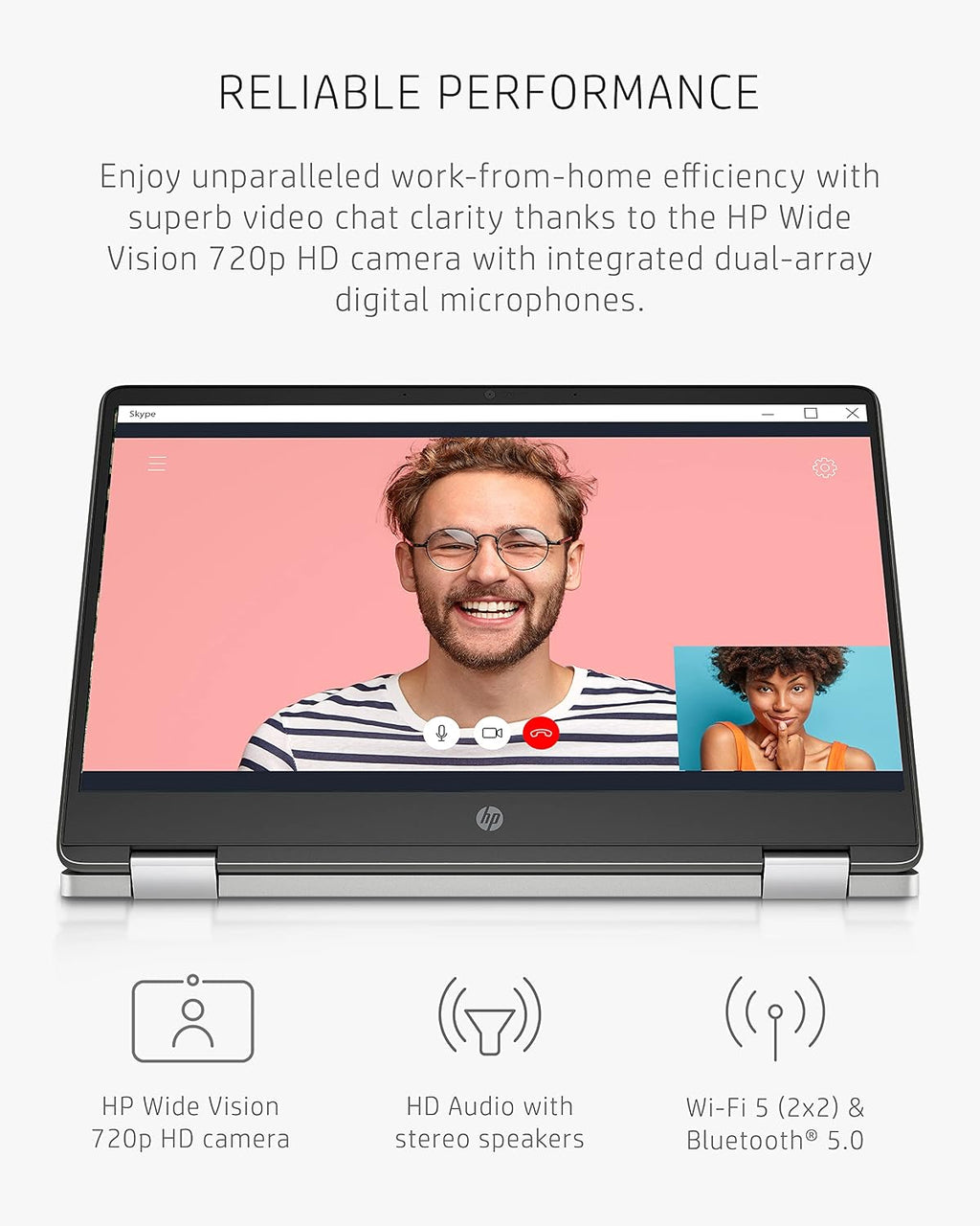 HP Chromebook x360 14a 2-in-1 Laptop, Intel Pentium Silver N5030, 4 GB RAM, 64 GB eMMC, 14' HD Micro-Edge Touchscreen, Chrome OS, 720p Webcam, Dual Speakers, Long Battery Life (14a-ca0023nr, 2021)