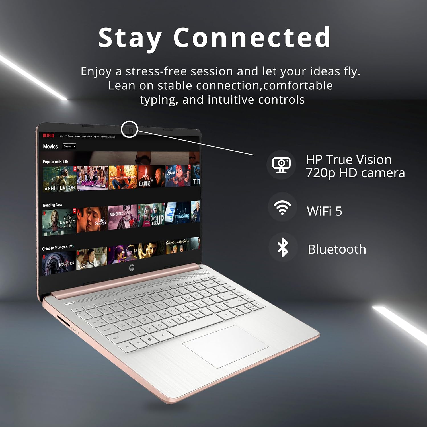 HP Stream 14' HD BrightView Laptop, Intel Celeron N4120 Processor, 16GB RAM, 64GB SSD, Intel UHD Graphics, 720p Webcam, WiFi, HDMI, Win 11 S, Gold (Renewed)