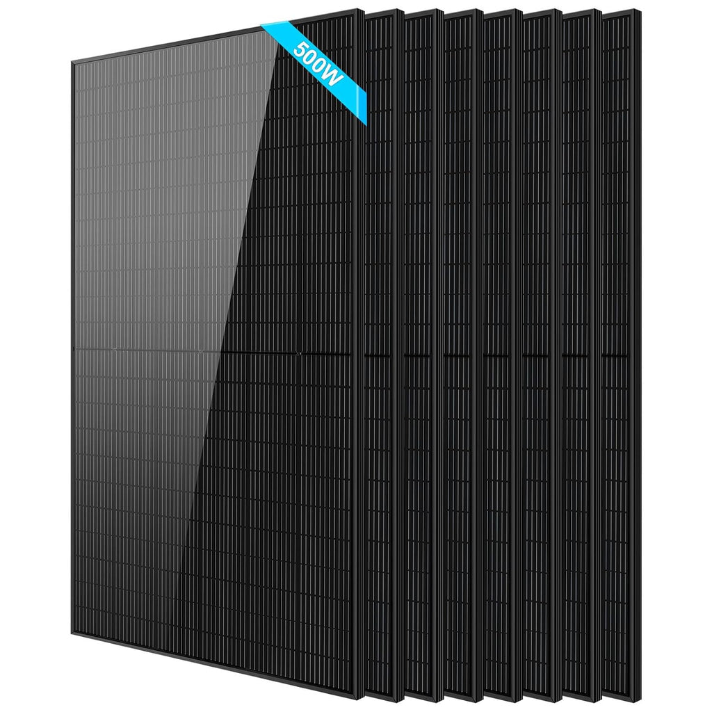 SUNGOLDPOWER UL61730 500 Watt Monocrystalline Solar Panel 8PCS, Grade A Cell,Whole Black High Efficiency,IP68,for 12V/24V/48Vdc RV,Farms,Parking Lot,On/Off-Grid System CEC listed(8*500W Solar Panel)