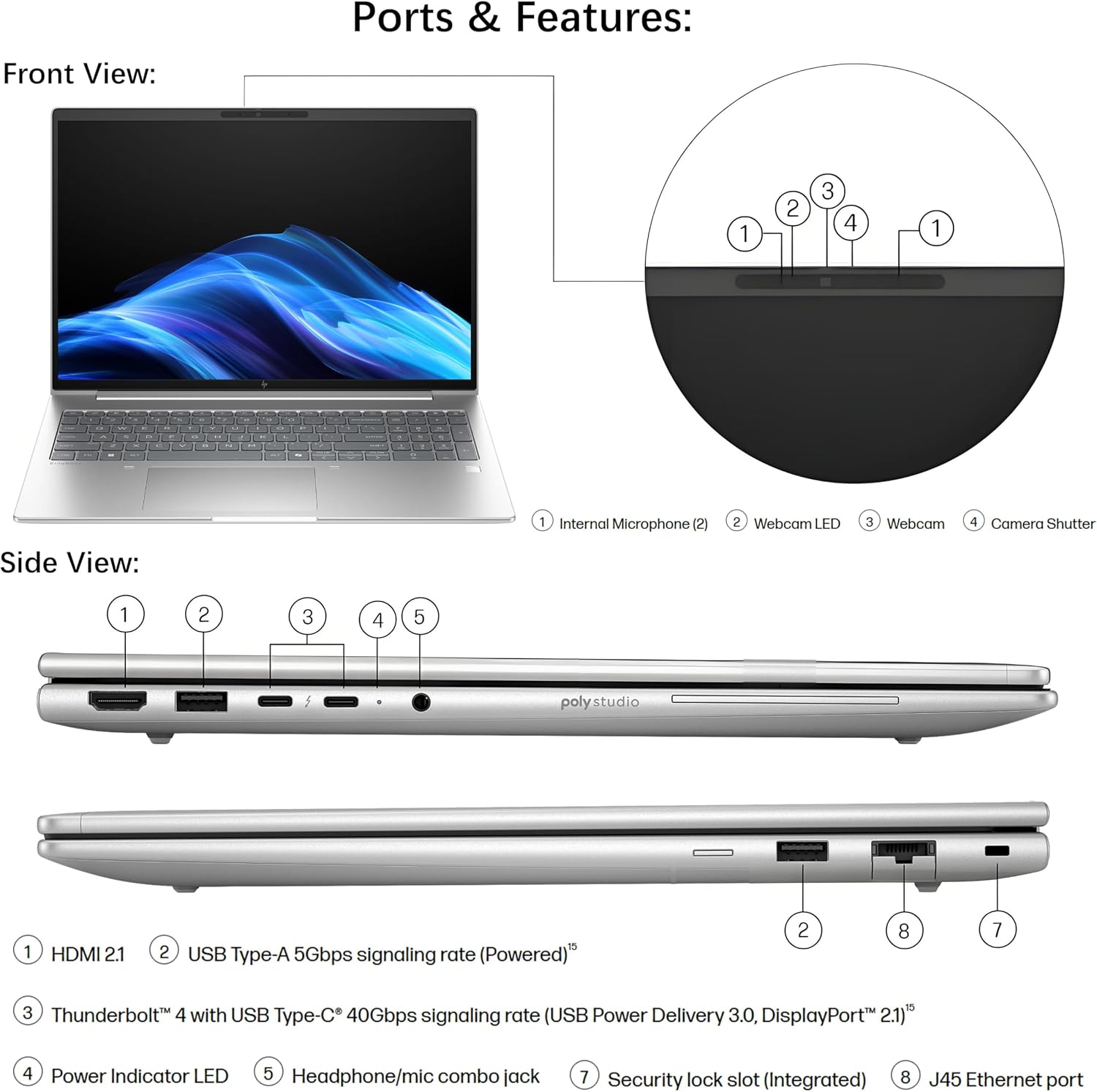 HP EliteBook Laptop Computer for Business with Copilot AI, Intel Core Ultra 7 255U (12C/14T), 16GB DDR5 RAM, 512GB SSD, 16' FHD+, Fingerprint Reader, Thunderbolt 4, Silver, Windows 11 Pro