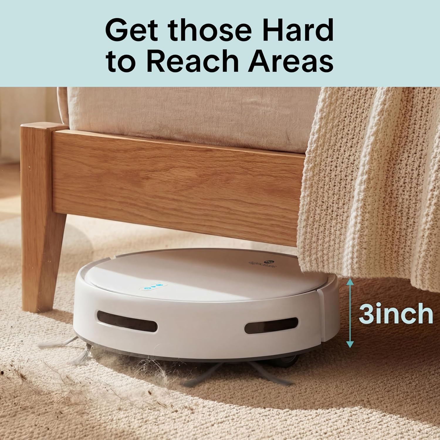 SereneLife Automatic Robot Vacuum Cleaner and Mop Combo, Pro Edition with Upgraded Battery, Extreme Suction, Internal Water Tank - Smart App Control, Ideal for Pet Hair, Carpet and Hard Floors, White
