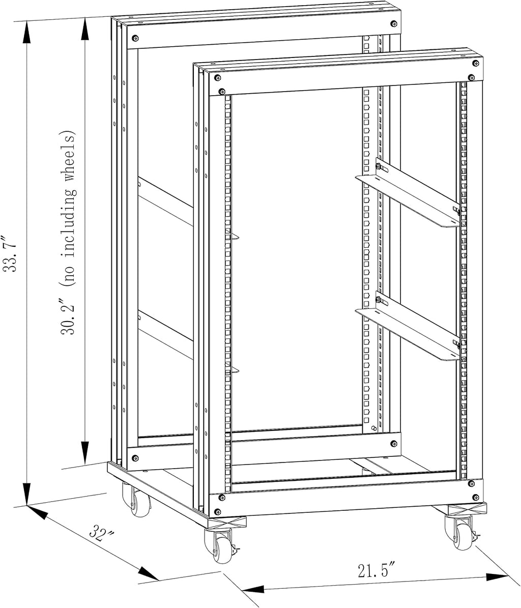 15U 4 Post Open Frame 19inch Server/Audio Steel Rack 31inch Deep Aluminum UL Certified