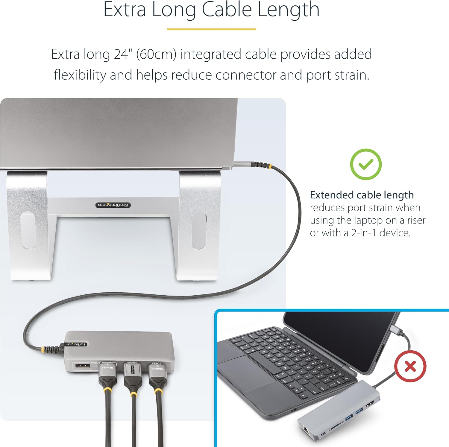 StarTech.com USB-C Docking Station for Windows and ChromeOS, Triple 4K HDMI DP Video, USB 10Gbps Hub, 100W Laptop Charging, GbE