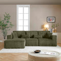 Modular Sectional Sofa Couches, 109' L-Shaped Cloud Boneless Couch with Left Chaise Lounge & Deep Seat for Living Room | No Assembly Required | Corduroy Fabric, Green