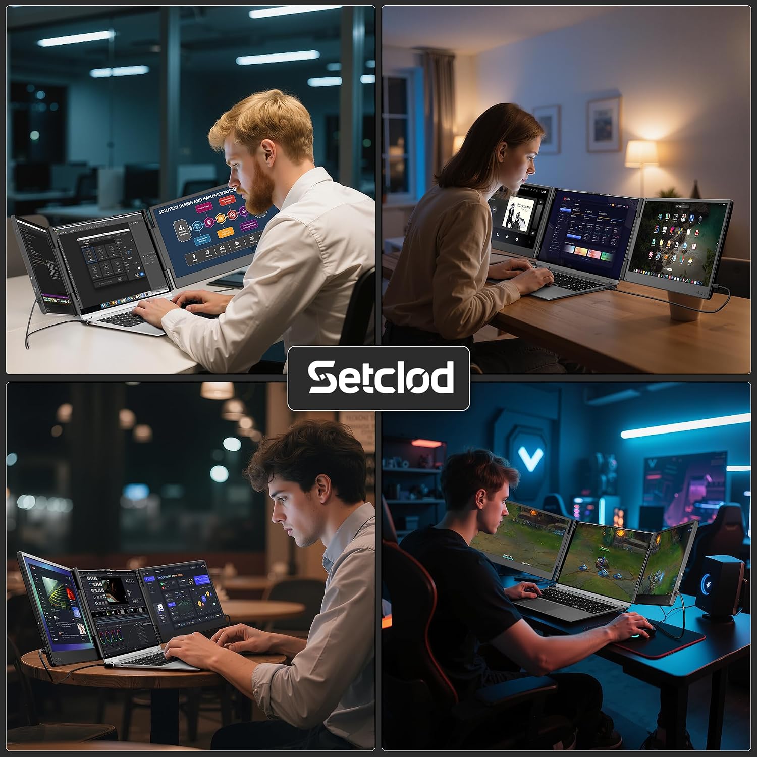 Setclod Upgraded Laptop Screen Extender Monitor Portable, 14.1' 1080P FHD IPS Screen, Monitor Extender for Laptop, Fit for 13-17', Plug & Play Compatiable with Windows/Mac/Chrome/Android
