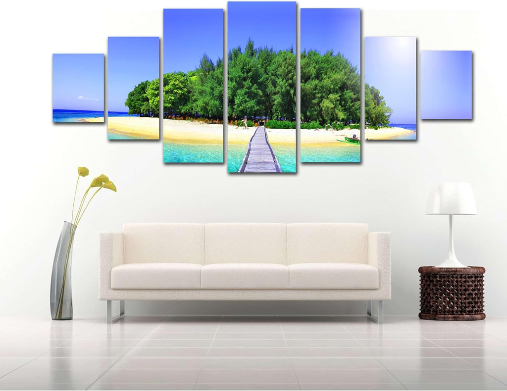 Startonight Huge Canvas Wall Art - Road to Island Beach Large Framed Set of 7 40' x 95'