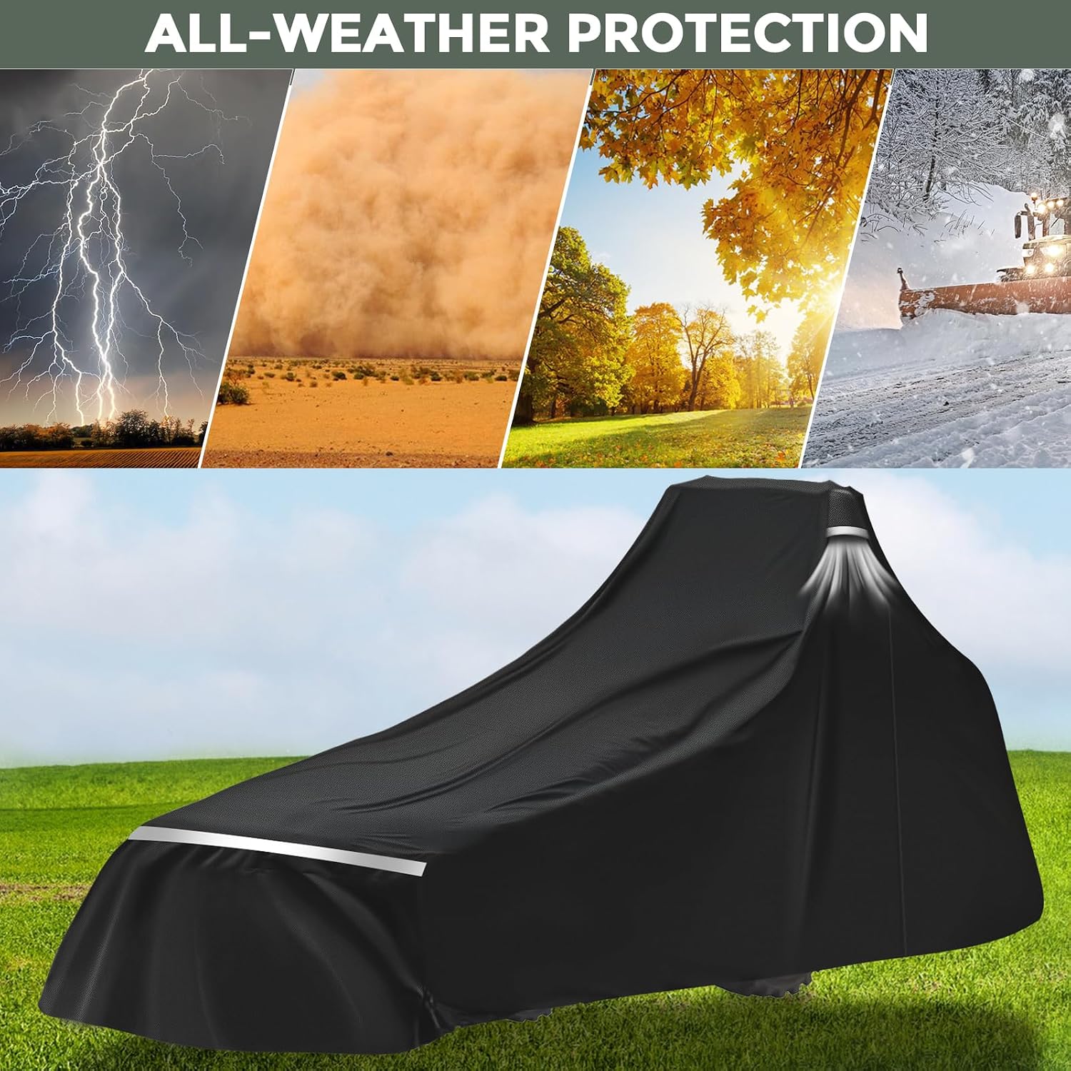 Waterproof Full Tractors Cover Replace for John Deere 1,2,3 Series 1025R 2320 2720 3520, Kubota with Backhoe, 600D Oxford Cloth Tractors Cover for Snow Rain Dust Protection