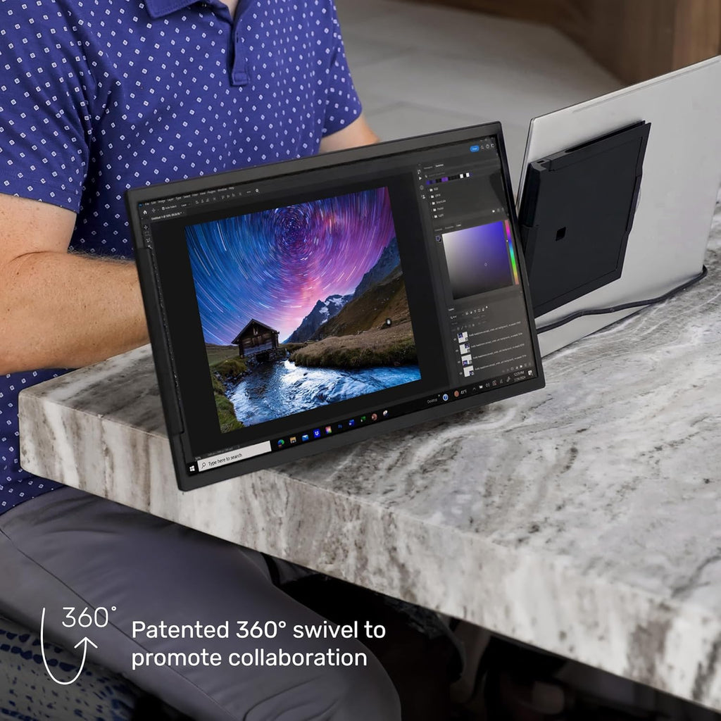SideTrak Swivel 15.6' Attachable Portable Monitor for Laptop | FDH TFT Laptop Dual Screen | Mac, PC & Chrome Compatible | Swivel Hinge Laptop Screen Extender | USB-C Port