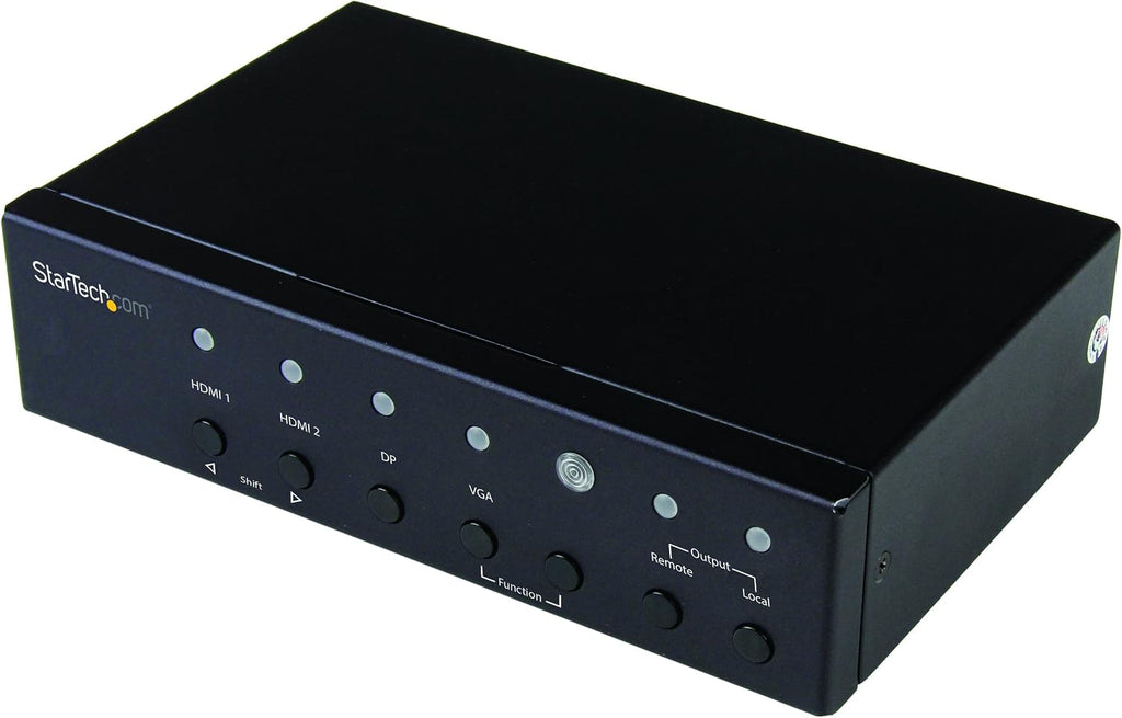 StarTech.com Multi-Input HDBaseT Extender with Built-in Switch - DisplayPort VGA and HDMI Over CAT5e or CAT6 - Up to 4K - up to 230 ft, TAA (STDHVHDBT)