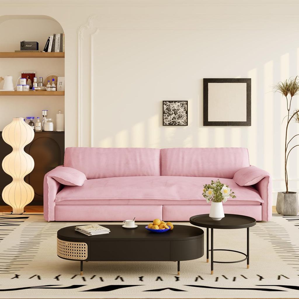 66' Convertible Queen Size Sleeper Sofa Couch Bed Pull Out Sleeper Sofabed for Living Room 3 in 1 Multi-Functional Oversized Cloud Futon Loveseat Recliner Lounge Chaise w/Side Storage,Soft Armrest